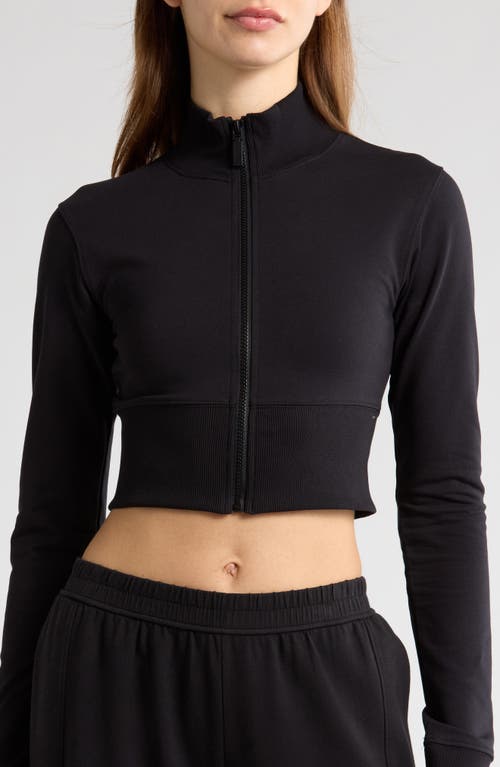 Florence By Mills Crop Stretch Cotton Blend Track Jacket In Black