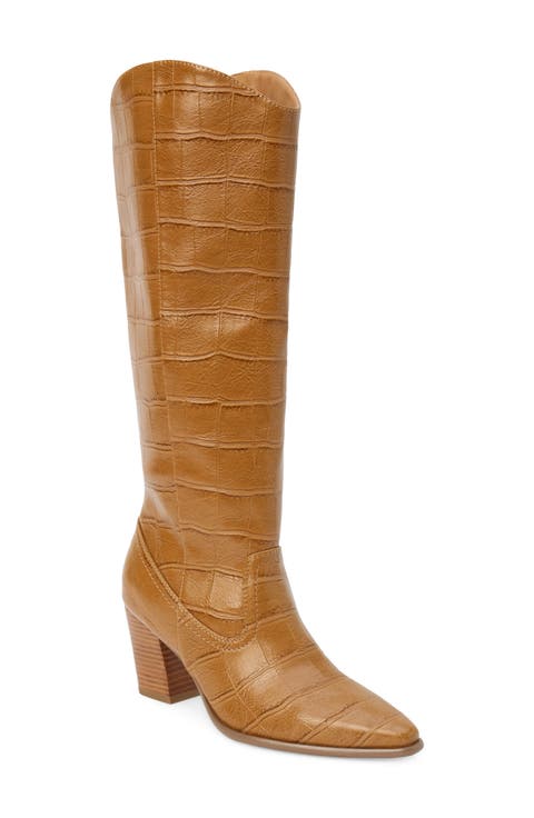 Kirby Croc Embossed Faux Leather Boot