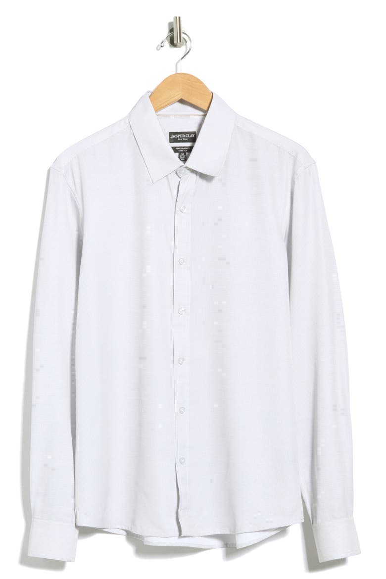 Printed Performance Stretch Long Sleeve Shirt, Alternate, color, WHITE