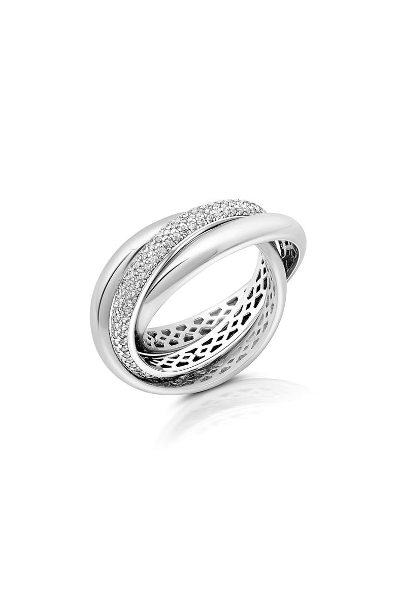 Eternal Cubic Zirconia Stacking Ring, Main, color, PURE PLATINUM/ CLEAR STONE