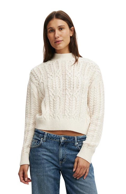 Women's Boxy Mock Neck Knit Sweater