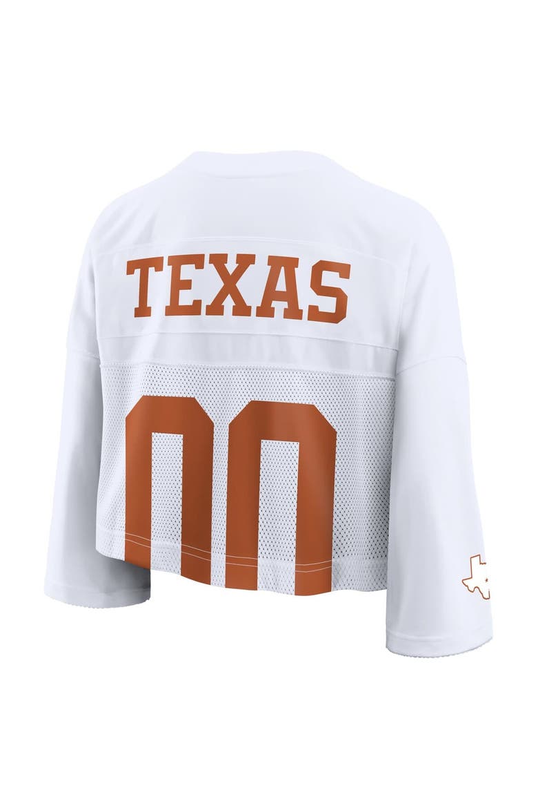 Women's Nike White Texas Longhorns Cropped Mesh Dri-FIT Fashion Jersey, Alternate, color, White