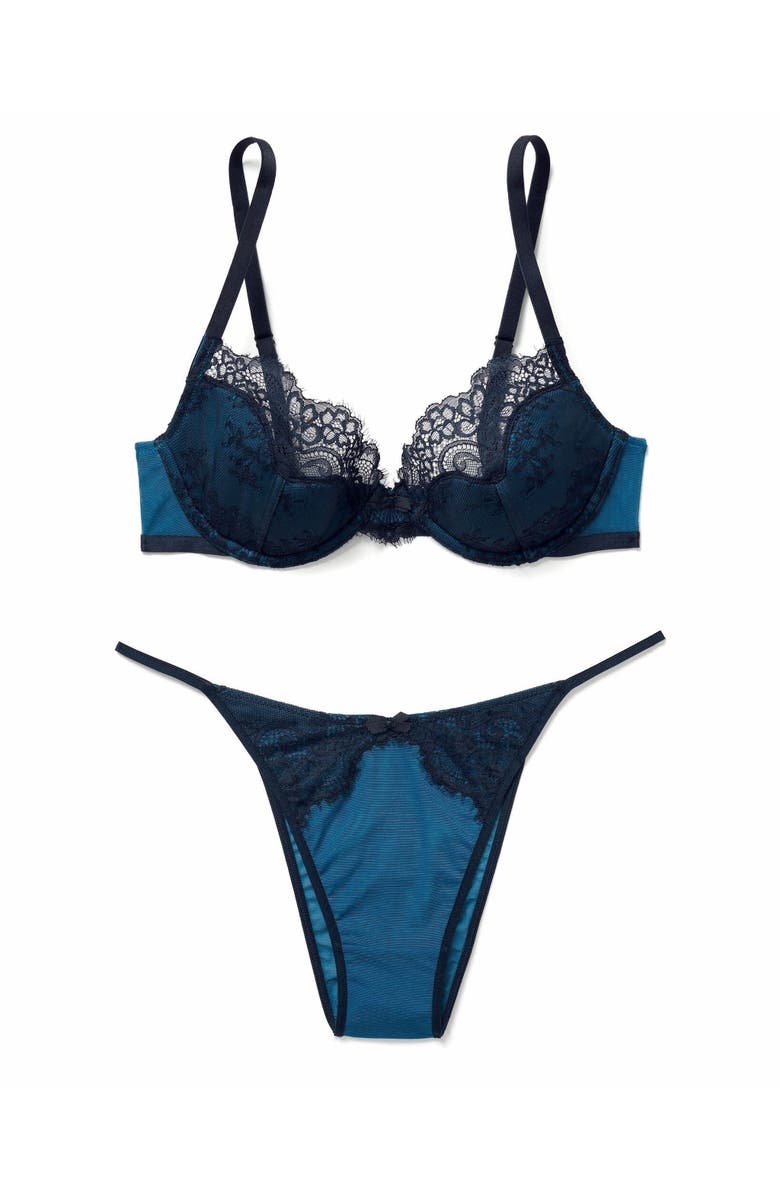 Adore Me Evelyn Unlined Demi Bra, Alternate, color, Dark Blue
