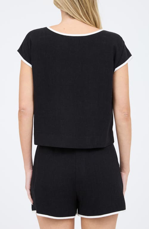 BLU PEPPER BLU PEPPER CONTRAST TRIM CAP SLEEVE TOP