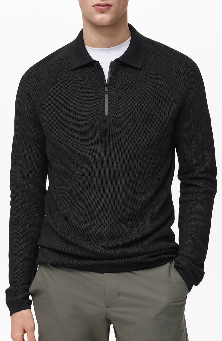 MANGO Long Sleeve Quarter Zip Polo with CoolMax<sup>®</sup> Technology, Main, color, 