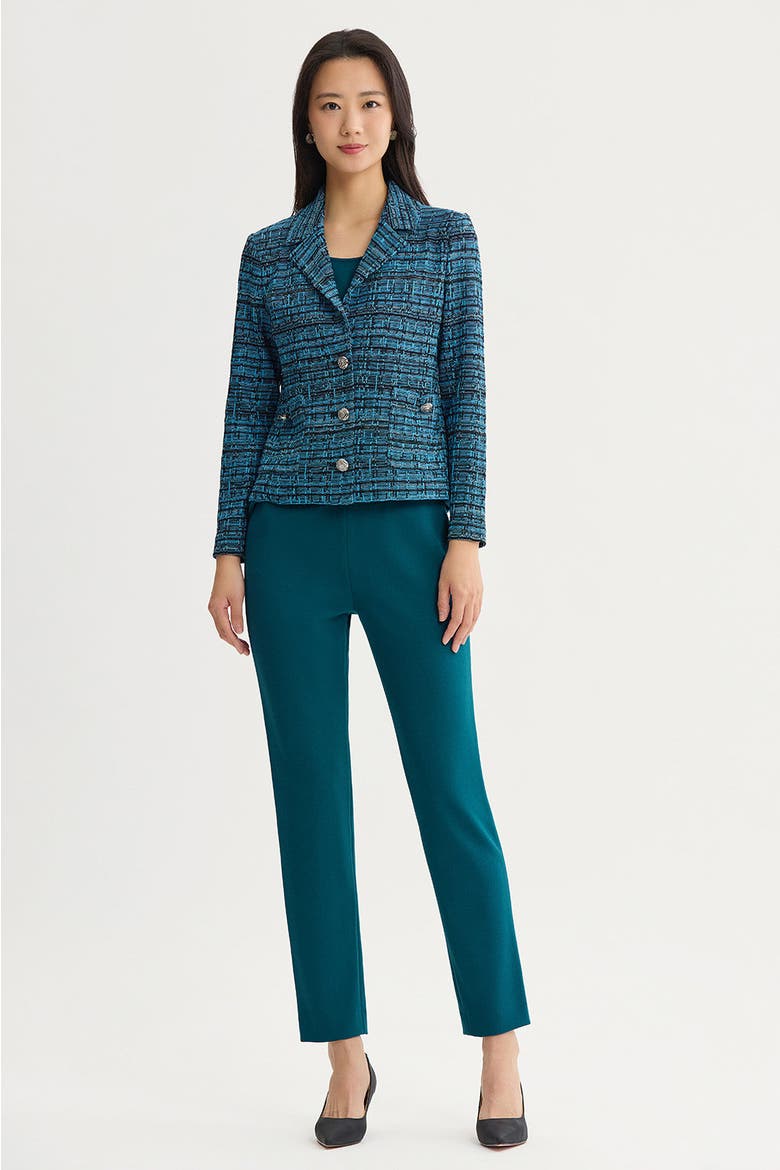 Lapel Collar Tweed Knit Jacket, Alternate, color, Deep Teal