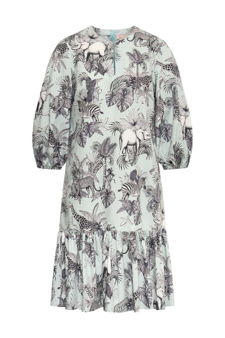 Printed Cotton Dress With Ruffles, Main, color, Mint