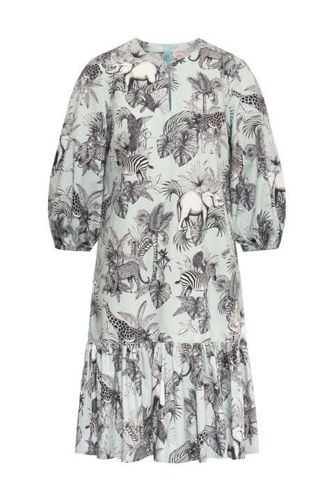 Printed Cotton Dress With Ruffles