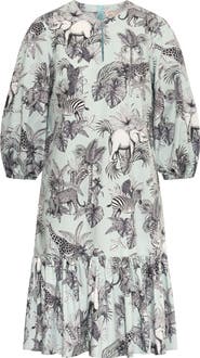 Maison Common Printed Cotton Dress With Ruffles
