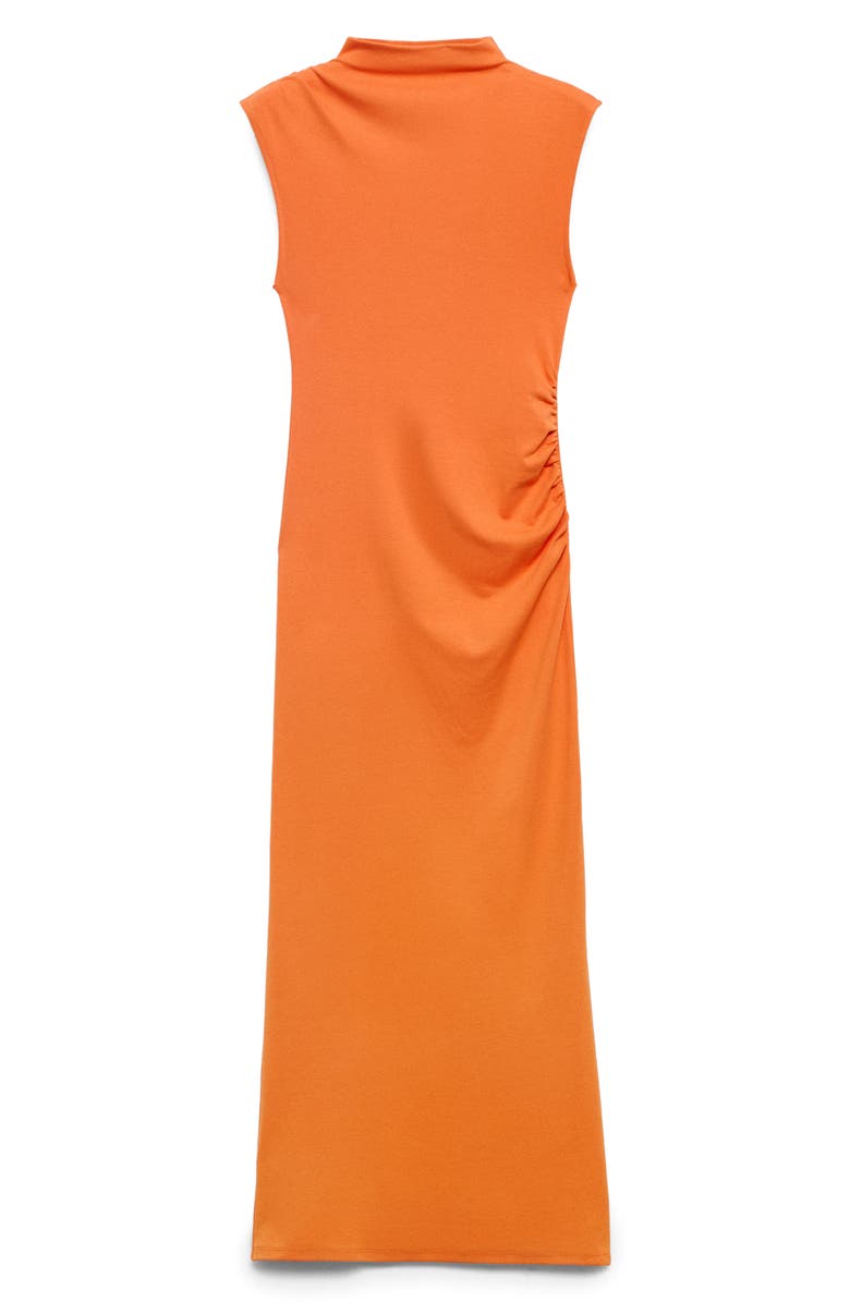 MANGO Curra Ruched Sleeveless Column Dress, Alternate, color, Orange