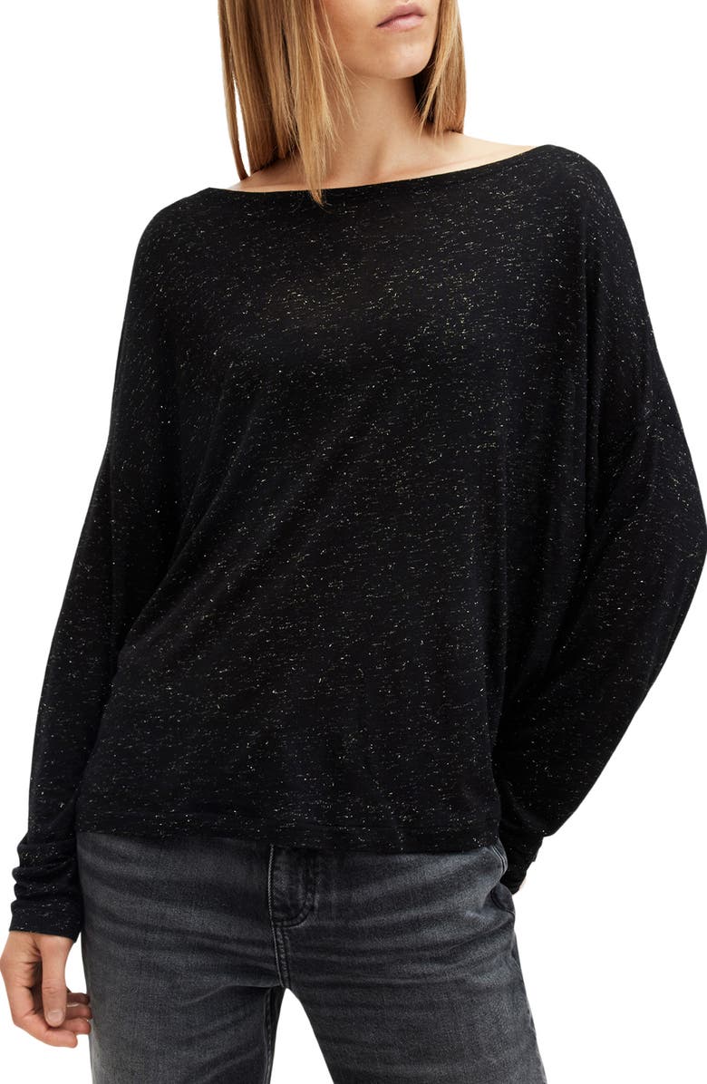 AllSaints Rita Shimmer Knit Top, Main, color, 