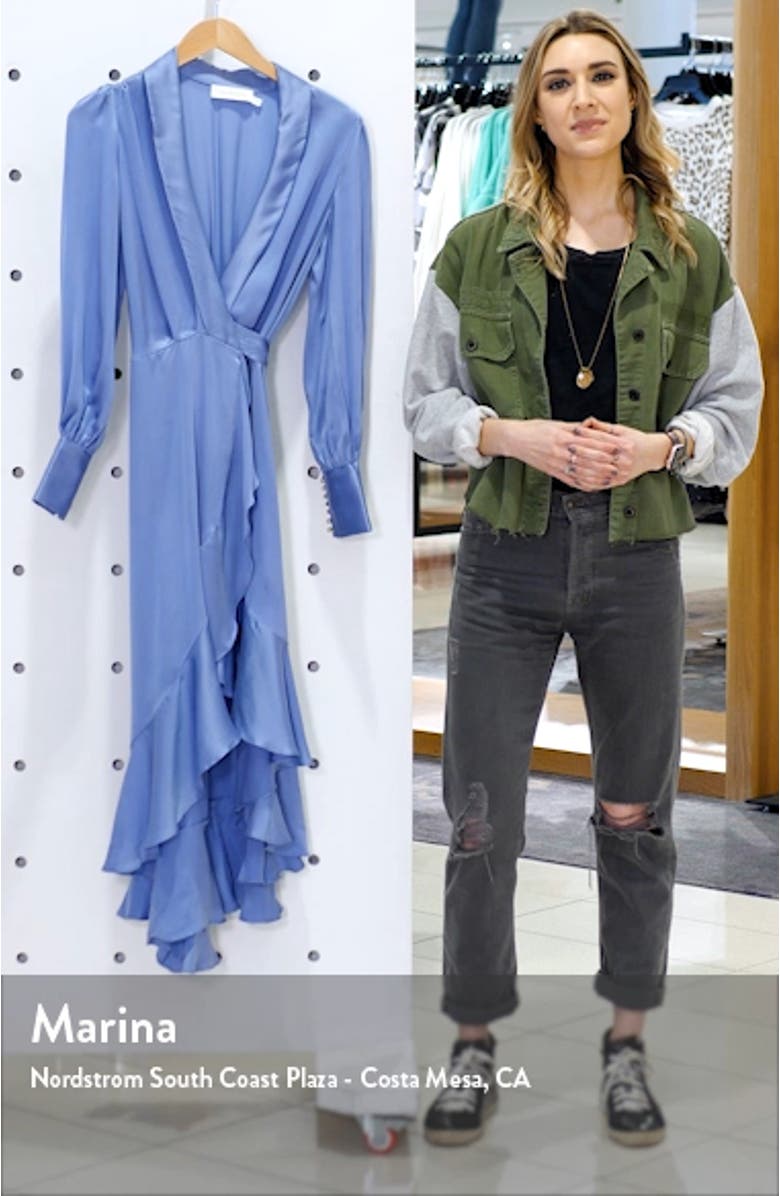 Super Eight Long Sleeve Silk Midi Wrap Dress, sales video thumbnail