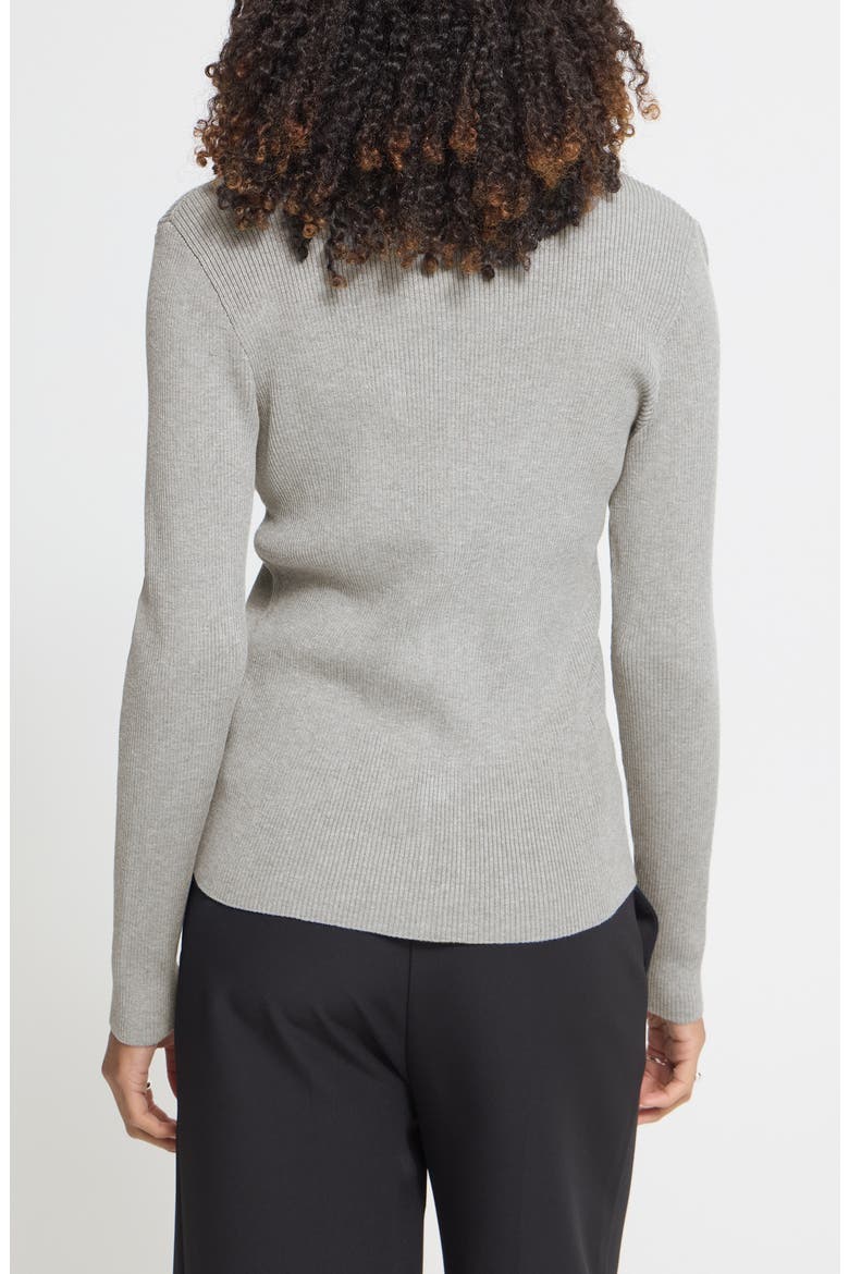 Rib Polo Cardigan, Alternate, color, LIGHT GREY MELANGE