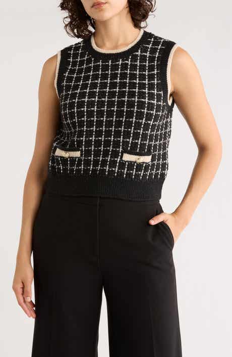 Ellen Tracy Plaid Stitch Vest