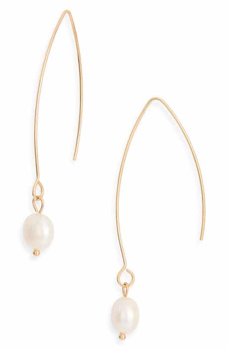 Imitation Pearl V-Hook Earrings
