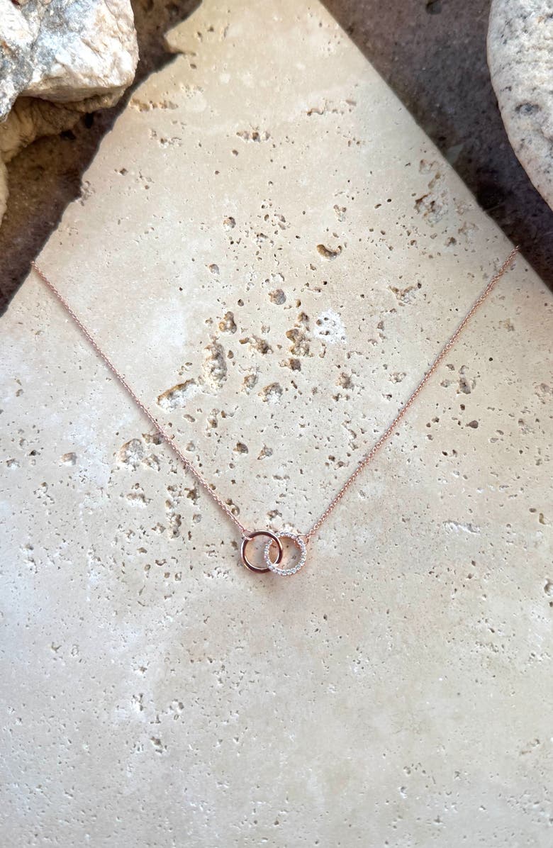 Adornia Cubic Zirconia Interlocking Circle Pendant Necklace, Alternate, color, Pink