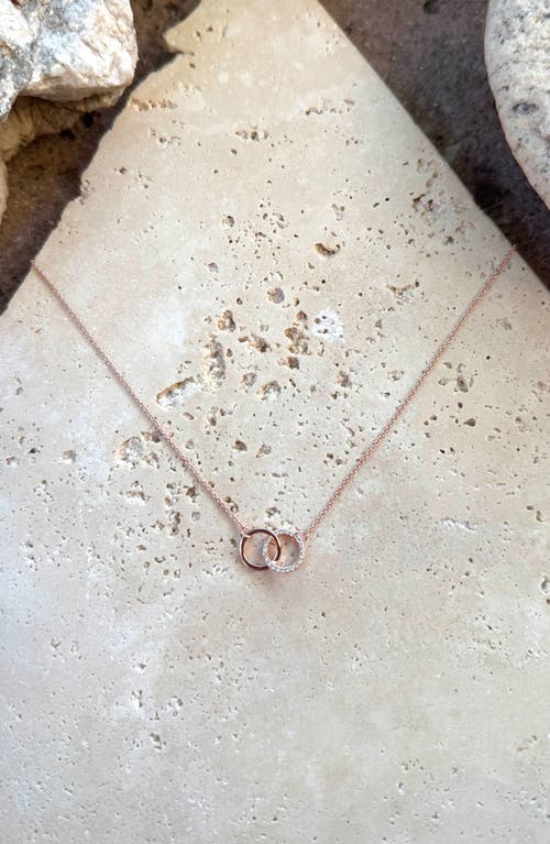 Adornia Cubic Zirconia Interlocking Circle Pendant Necklace In Pink