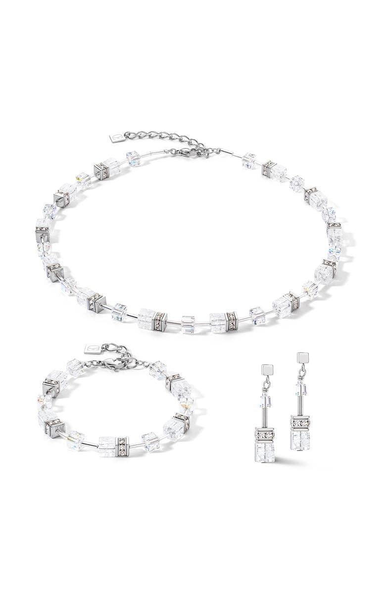 COEUR DE LION Geocube Iconic Nature Silver Earrings, Alternate, color, White