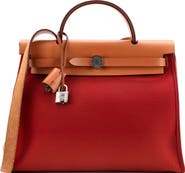 Pre-Owned Hermes Herbag Zip Leather and Toile 31