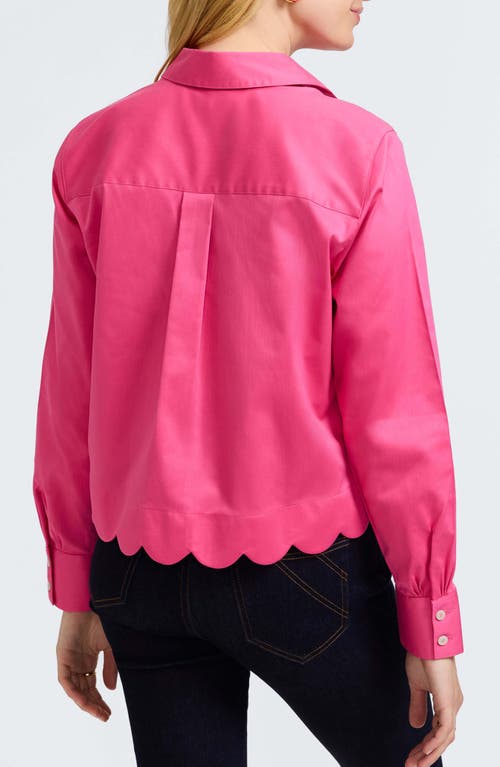 Foxcroft Scarlett Long Sleeved Matte Sateen Shirt In Pink Flambe