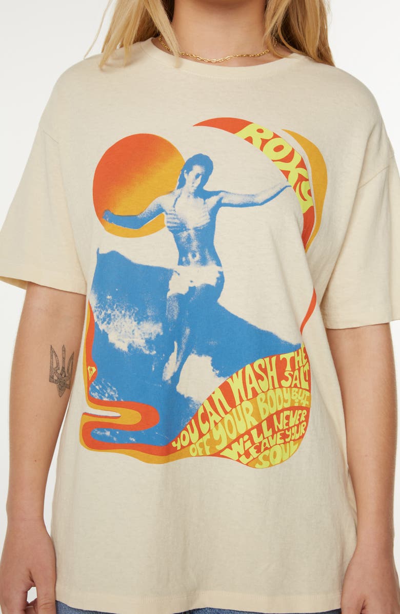 Roxy Salt Soul Oversize Cotton Graphic T-Shirt, Alternate, color, Egret Salt Soul