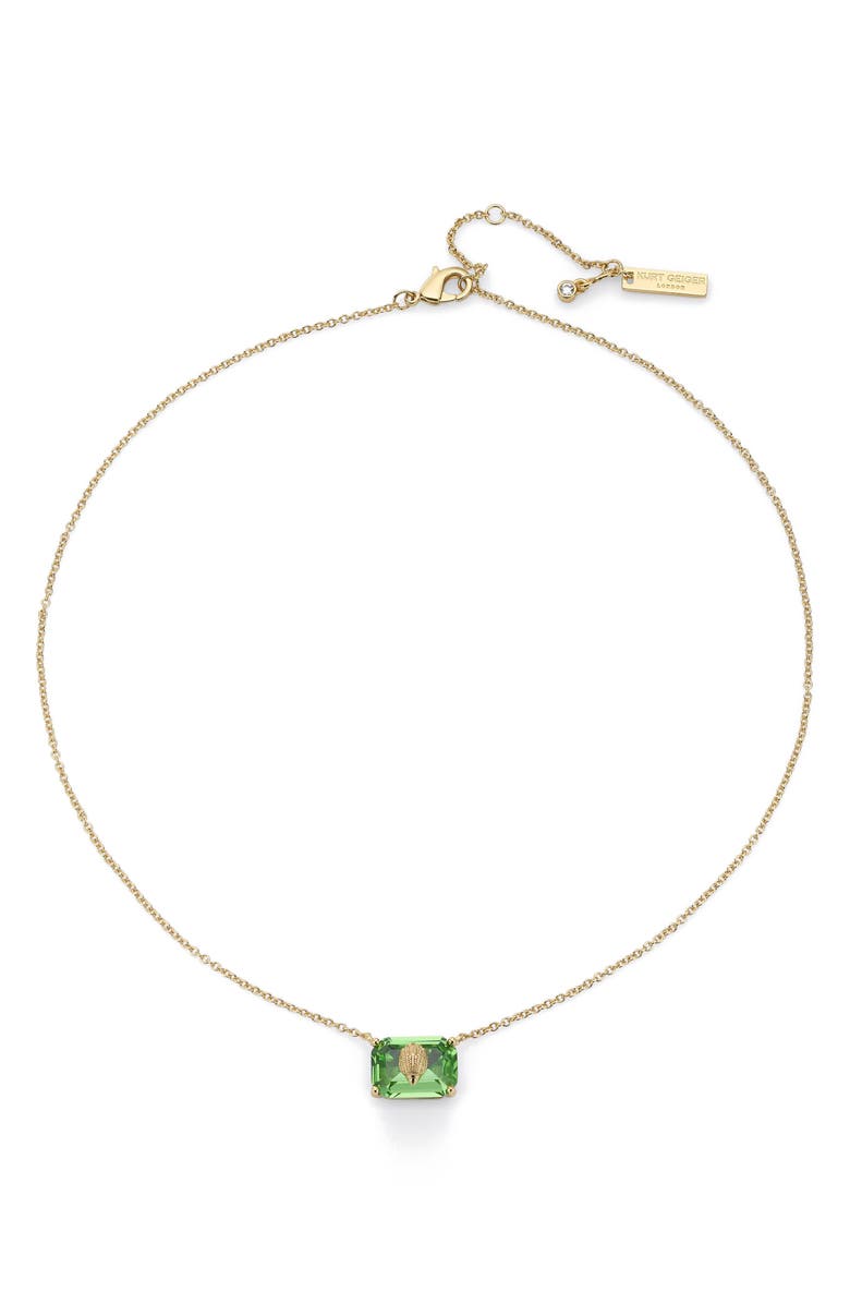 Kurt Geiger London Emerald Cut Crystal Pendant Necklace, Main, color, Light Green