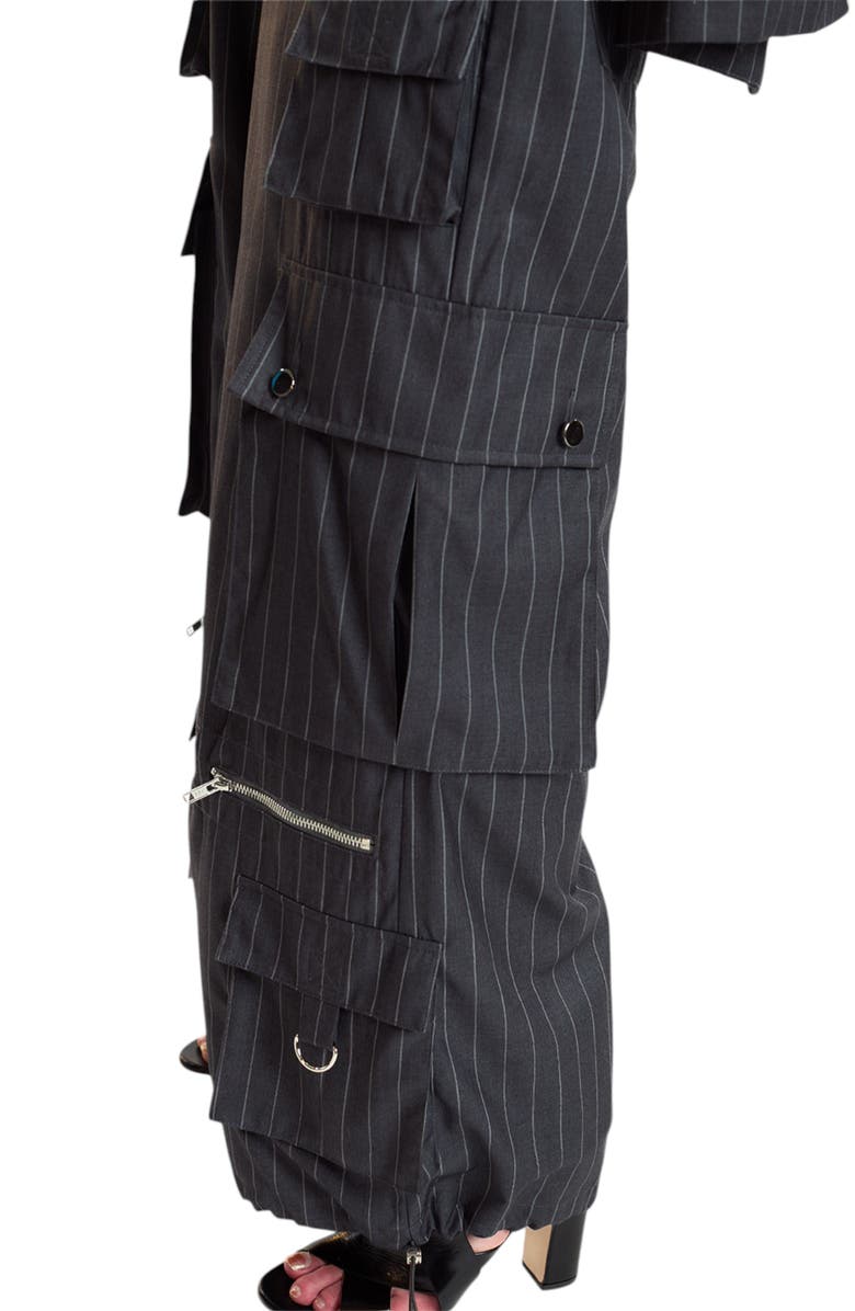 Cynthia Rowley Pinstripe Cargo Pants, Alternate, color, Heather Grey