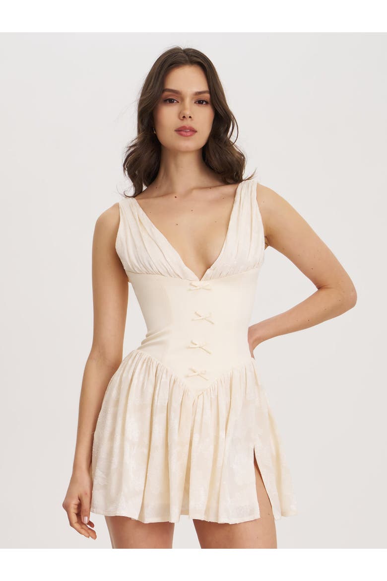 Zahara Jacquard Drop Waist Mini Dress, Main, color, Egg white