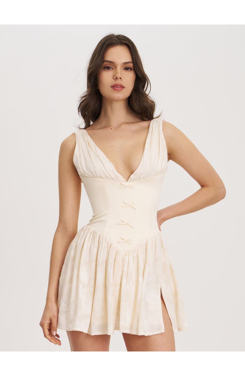 Miss Circle Zahara Jacquard Drop Waist Mini Dress, Main, color, Egg White