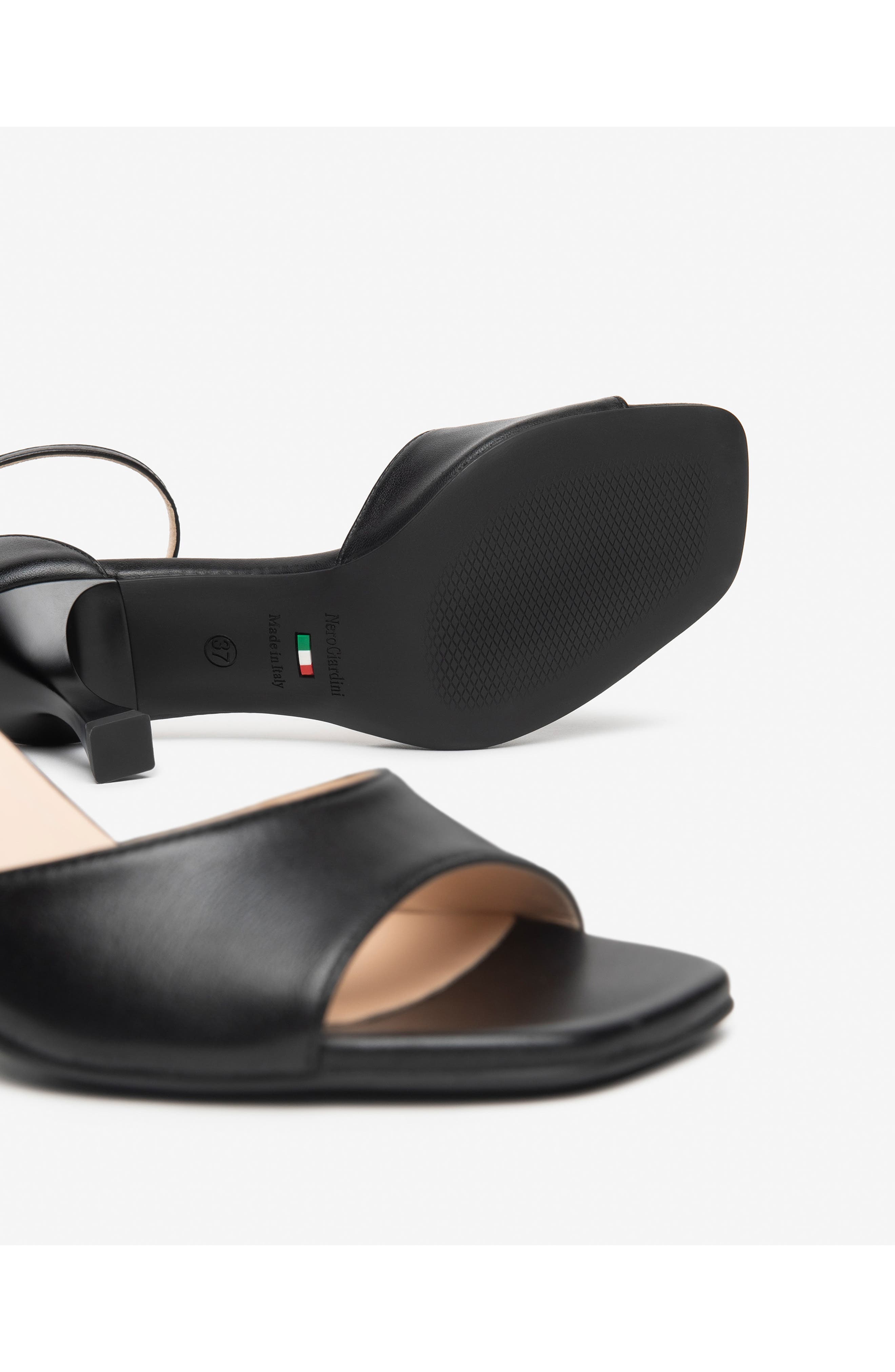 NeroGiardini Leather Ankle Strap Sandal, Alternate, color, Black