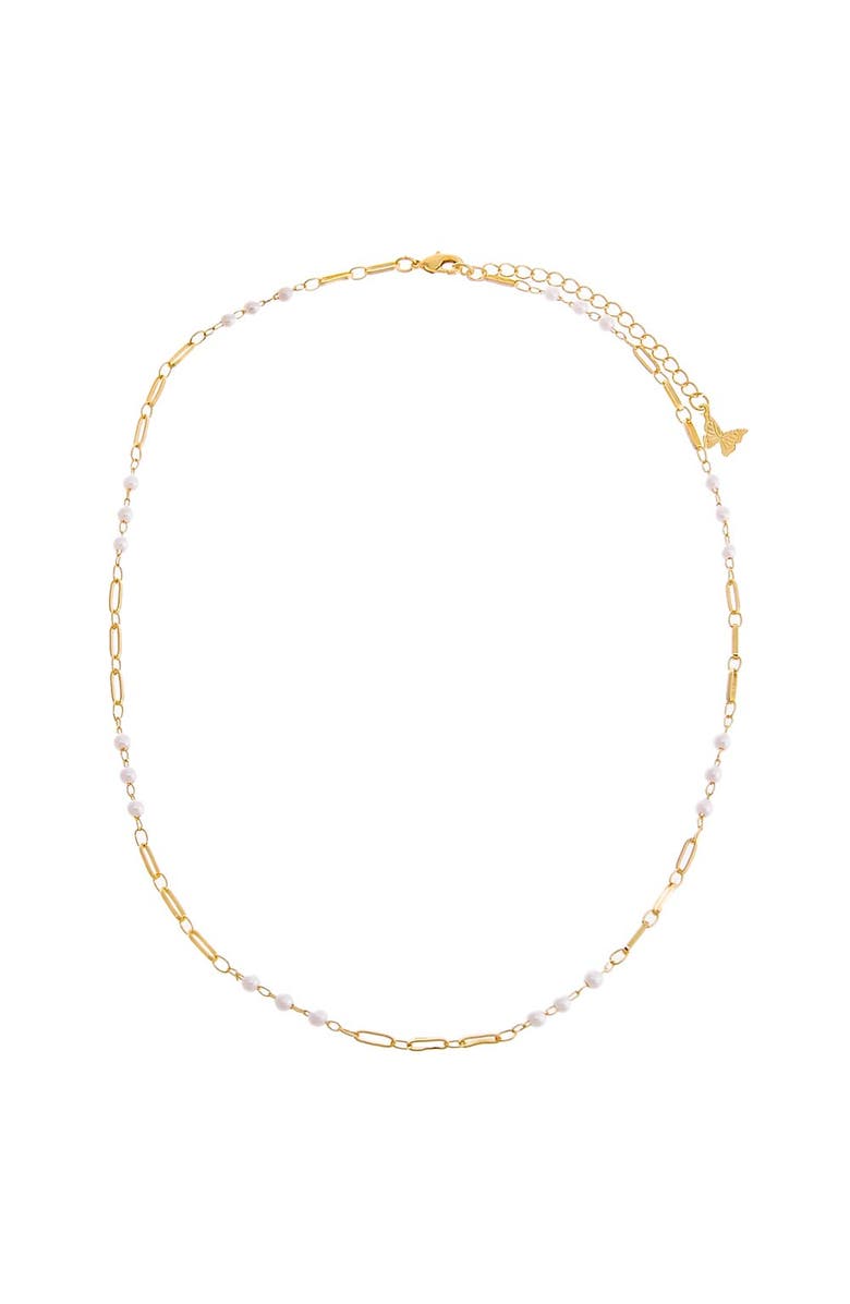 BY ADINA EDEN Pearl X Paperclip Chain Necklace, Alternate, color, 