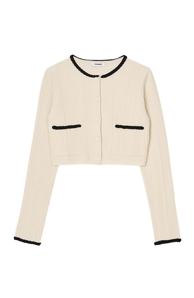 SANDRO Pointelle knit cardigan, Alternate, color, 