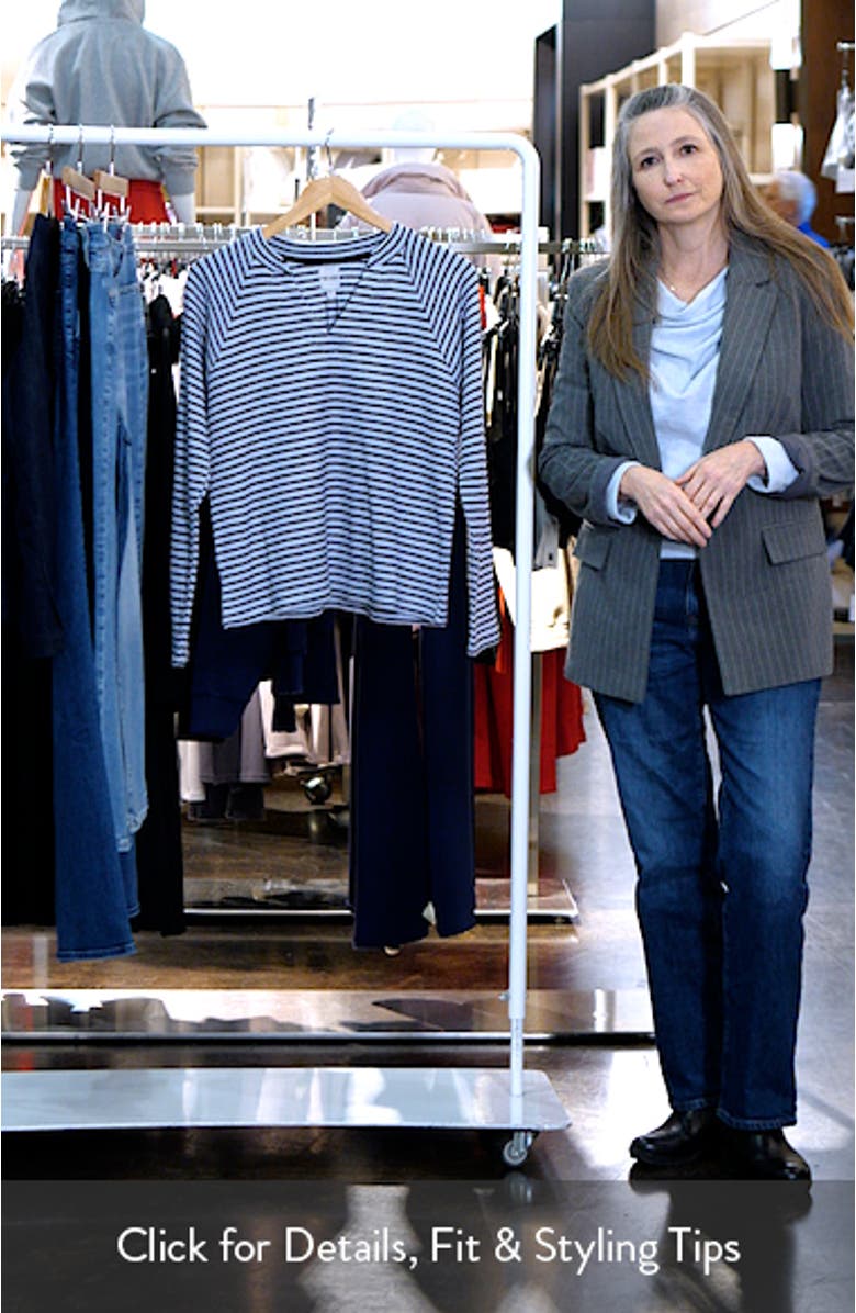 Stripe Thermal Split Neck Long Sleeve Top, sales video thumbnail