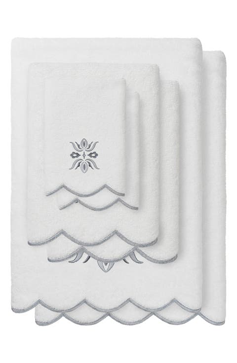 Flower Crest Scalloped 6-Piece Towel Set