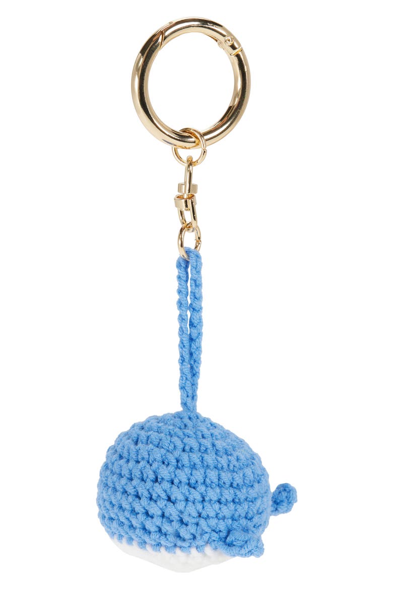 Crochet Whale Bag Charm, Main, color, BLUE MULTI- GOLD