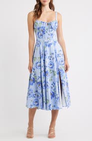 Emerald Sundae Print Tie Back Midi Dress
