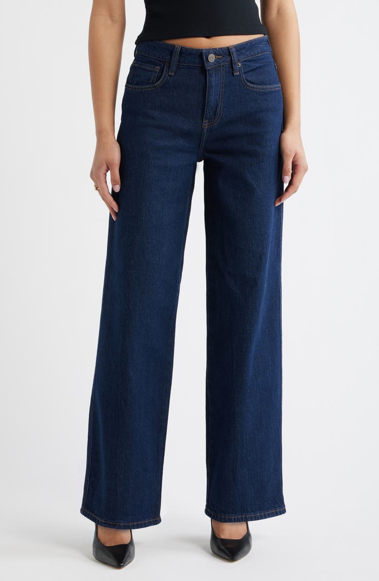 Open Edit Mid Rise Wide Leg Jeans, Main, color, Drexel Wash