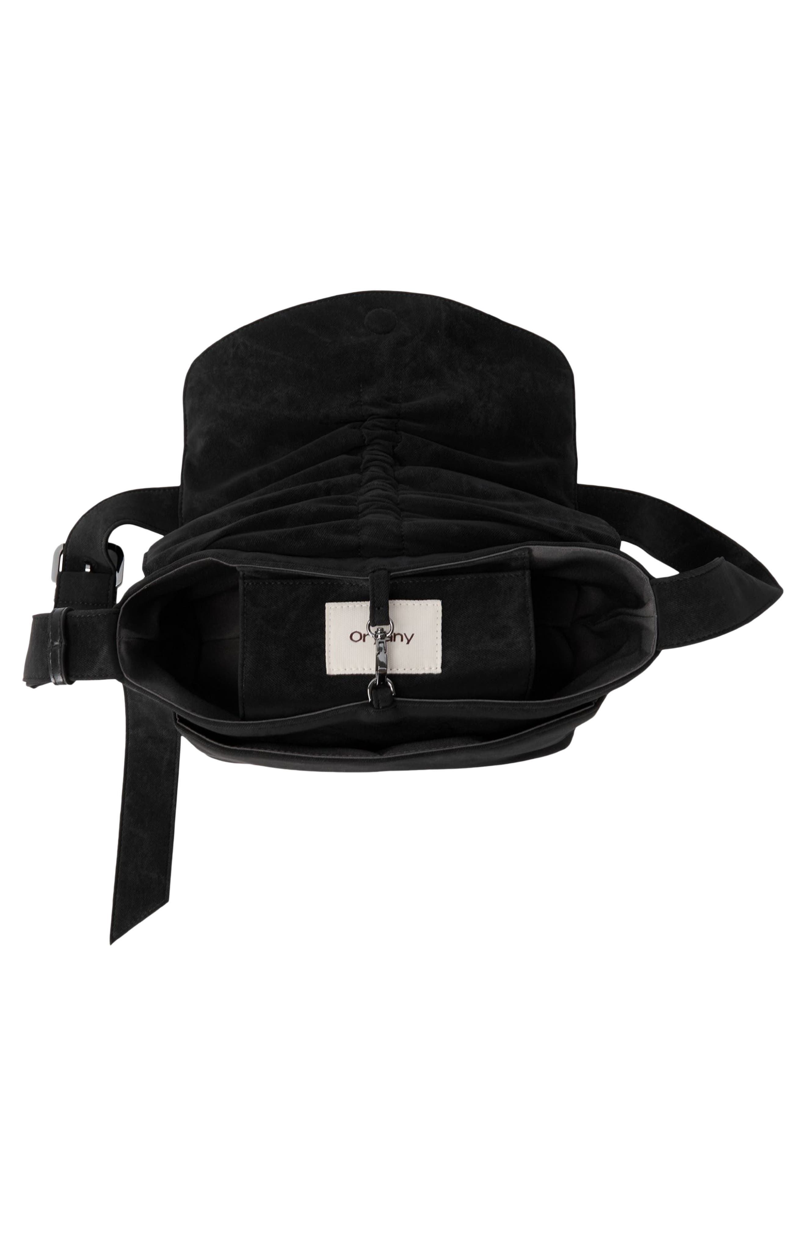 Oryany Small Ruched Flap Faux Suede Crossbody Bag, Alternate, color, Black