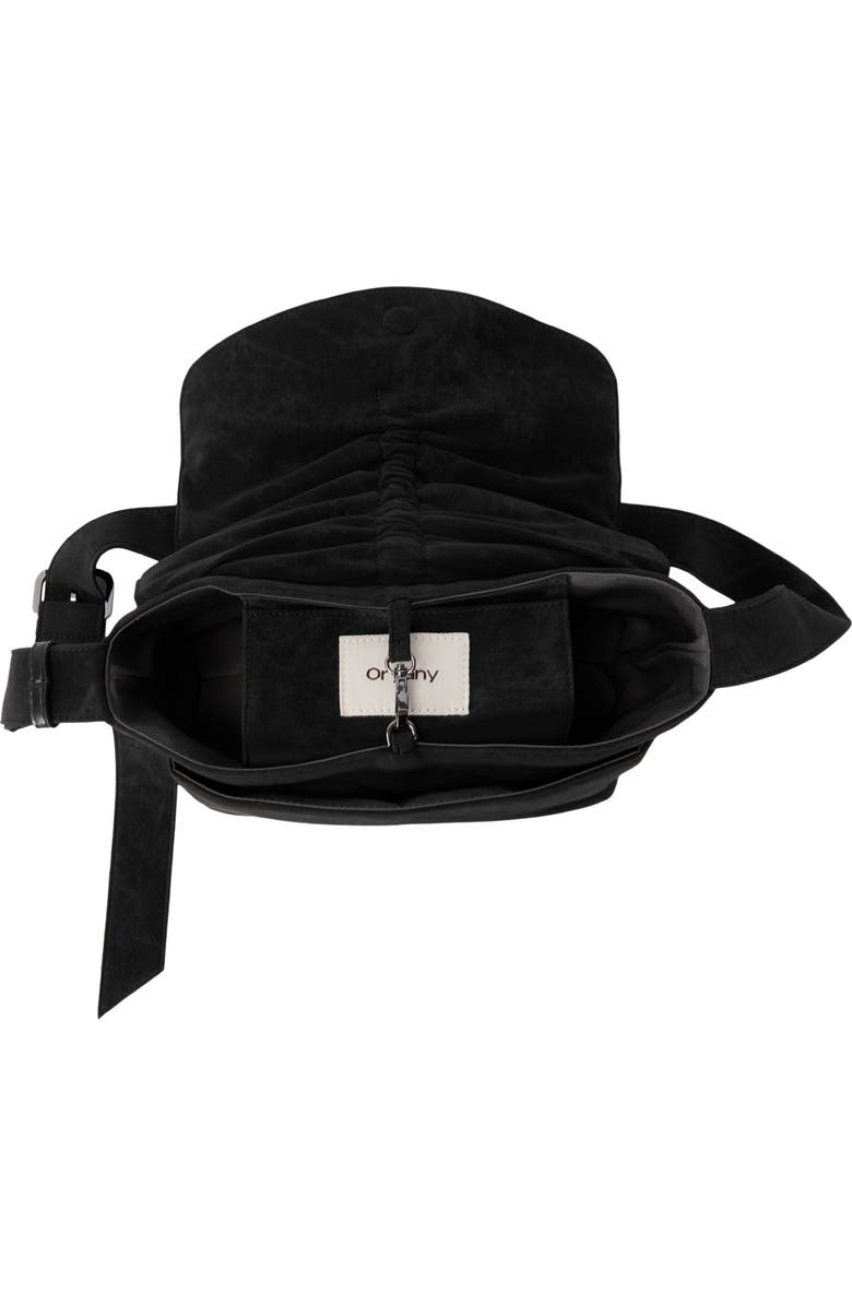Oryany Small Ruched Flap Faux Suede Crossbody Bag, Alternate, color, Black