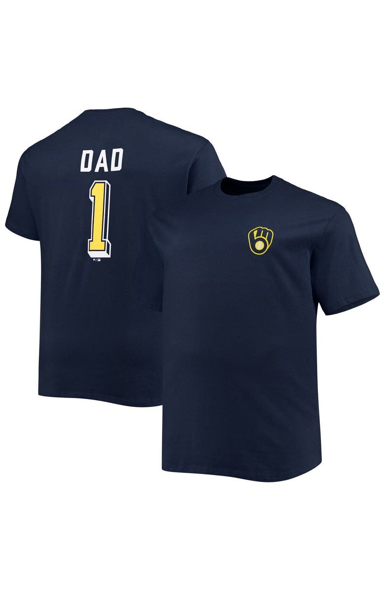 PROFILE Men's Navy Milwaukee Brewers Big & Tall Father's Day #1 Dad T-Shirt, Main, color, Navy