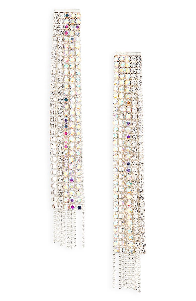 NATASHA Crystal Fringe Drop Earrings, Main, color, Silver Ab Crystal