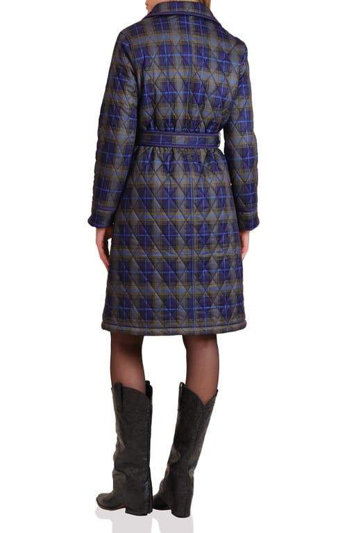 Avec Les Filles Tie Waist Quilted Jacket In Blue