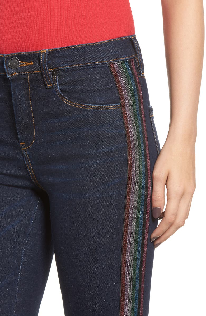 BLANKNYC The Bond Metallic Side Stripe Skinny Jeans, Alternate, color,