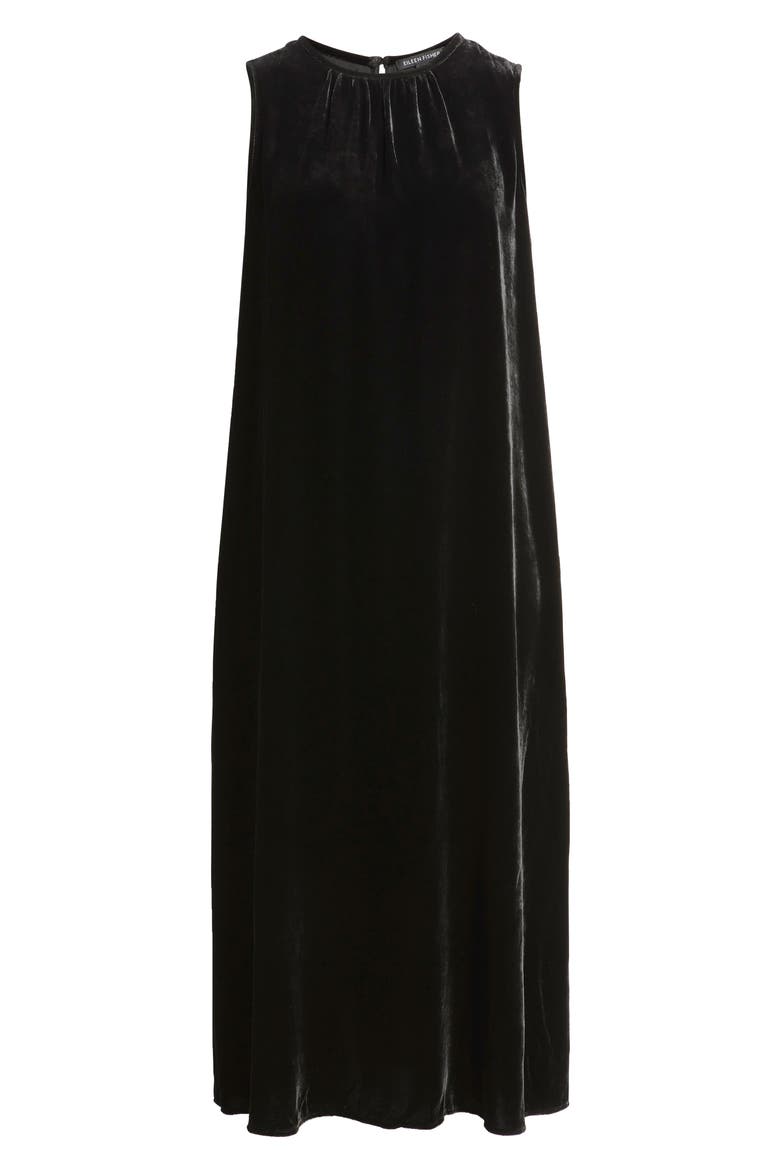 Sleeveless Velvet Midi Dress, Alternate, color, BLACK