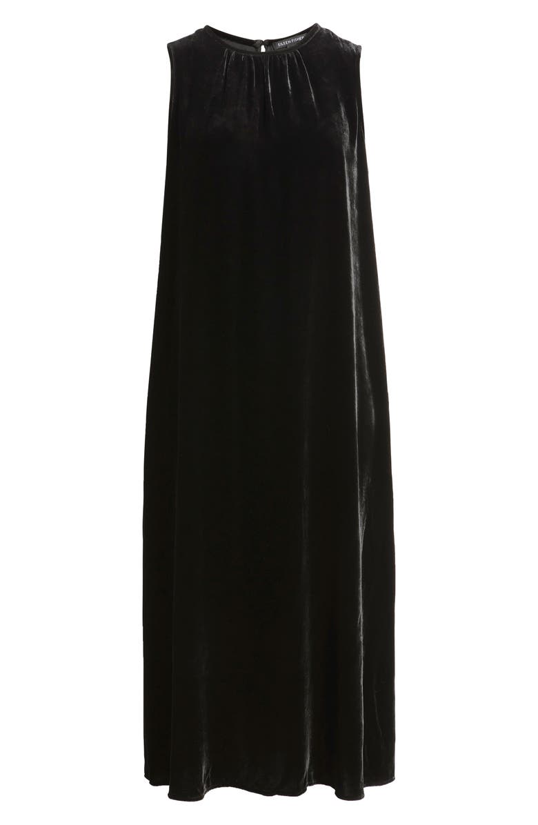 Eileen Fisher Sleeveless Velvet Midi Dress, Alternate, color, Black