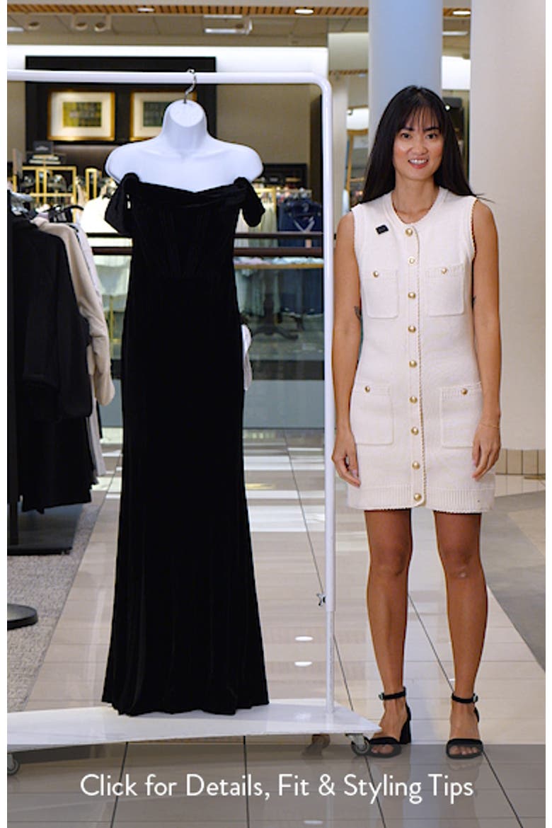 Melania Off the Shoulder Velvet Gown video