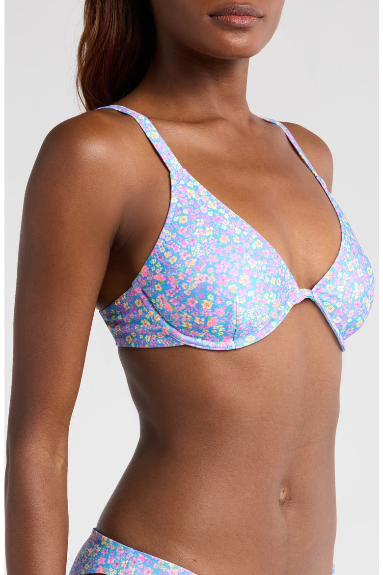 Floral D-Cup Underwire Triangle Bikini Top, Alternate, color, BUBBLEGUM BLOSSOM