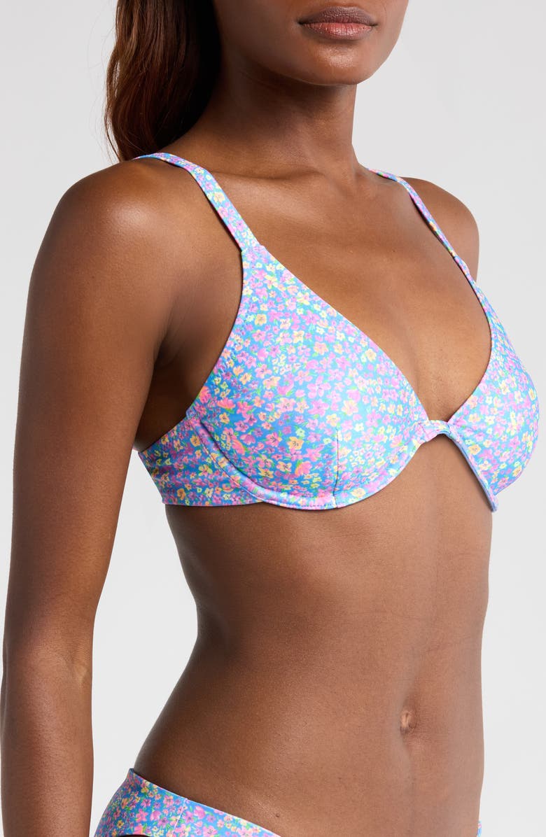 Kulani Kinis Floral D-Cup Underwire Triangle Bikini Top, Alternate, color, 