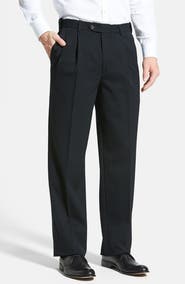 Berle Self Sizer Waist Pleated Classic Fit Wool Gabardine Dress Pants