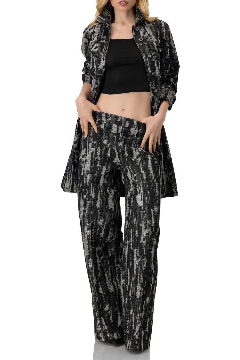 Abstract Print Wide-Leg Jeans, Alternate, color, Black
